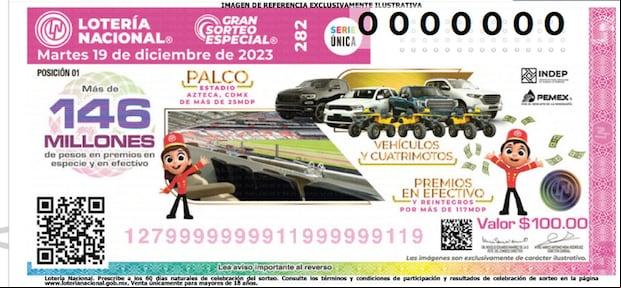 Boleto de la Lotería Nacional Especial de México (Foto: Alegría.com)