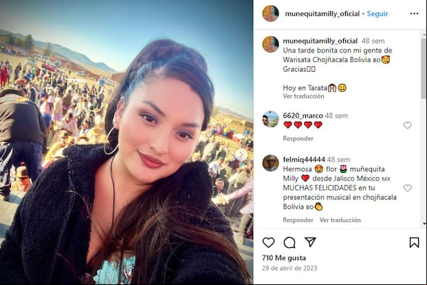 "Una tarde bonita con mi gente de Warisata Chojñacala, Bolivia. Gracias", escribió el 29 de abril de 2023 (Foto: Muñequita Milly / Instagram)