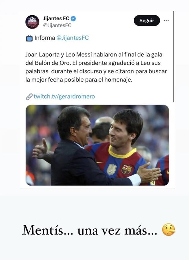 La historia en Instagram de Messi. (Foto: Captura Instagram/Lionel Messi)