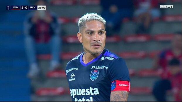 Paolo Guerrero y su frustración en la derrota de César Vallejo ante DIM por Copa Sudamericana. (Captura: ESPN)