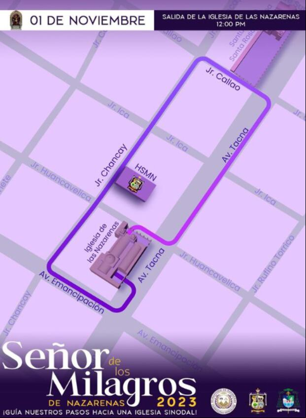 Así será el quinto y último recorrido de la procesión del Señor de los Milagros.