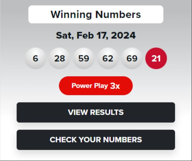 Estos fueron los números ganadores del sorteo del 17 de febrero (Foto: Powerball)