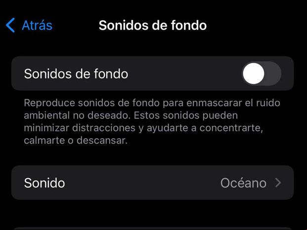 IPHONE | Elige activar la opción de "Sonidos de fondo". (Foto: MAG - Rommel Yupanqui)