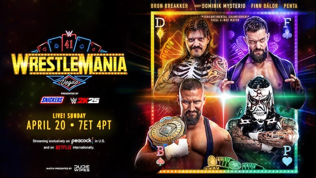 En WrestleMania, el Campeonato Intercontinental se defenderá en un Fatal 4-Way Match por primera vez en la historia en 'La Vitrina de los Inmortales'. Bron Breakker se enfrentará a Penta, Finn Bálor y "Dirty" Dominik Mysterio de The Judgement Day. | Crédito: WWE
