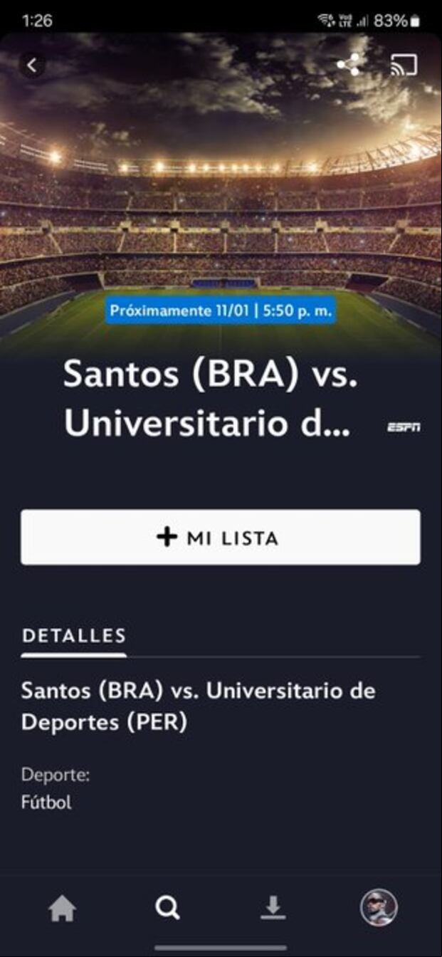 Universitario jugaría amistoso contra Santos, según Disney Plus. (Ale Cespedes/X)