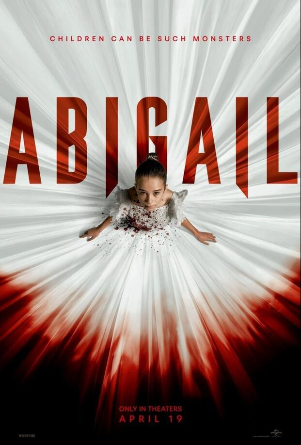 Alisha Weir es la figura principal del póster de "Abigail", la película de terror de los directores Matt Bettinelli-Olpin yTyler Gillett (Foto: Universal Pictures)