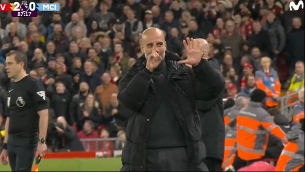 Guardiola y su gesto a los hinchas del Liverpool. (Foto: Difusión)