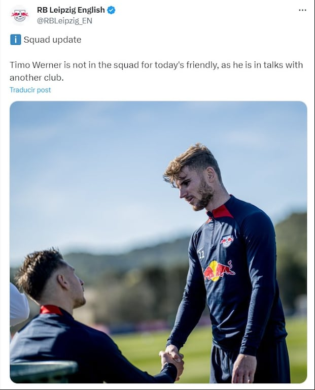 Leipzig confirmó la salida de Timo Werner. (Foto: X).