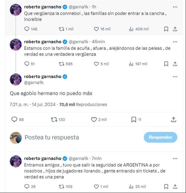 Relato del hermano de Alejandro Garnacho sobre el caos en los exteriores del Hard Rock Stadium. (X)