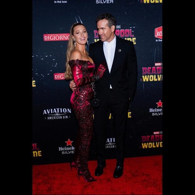 Black Lively junto a su esposo Ryan Reynolds en el estreno de "Deadpool & Wolverine" (Foto: Black Lively / Instagram)