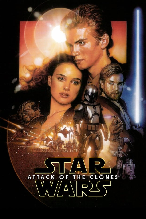 El póster de “Star Wars: Episodio II - El ataque de los clones”, película dirigida por George Lucas que se desarrolla a lo largo de 136 minutos de metraje (Foto: Lucasfilm)