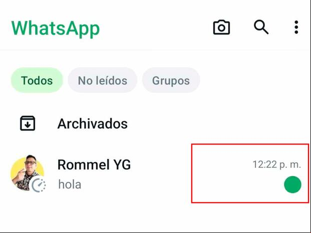 WHATSAPP | Así luce el punto verde al lado de tus conversaciones de WhatsApp. (Foto: MAG - Rommel Yupanqui)
