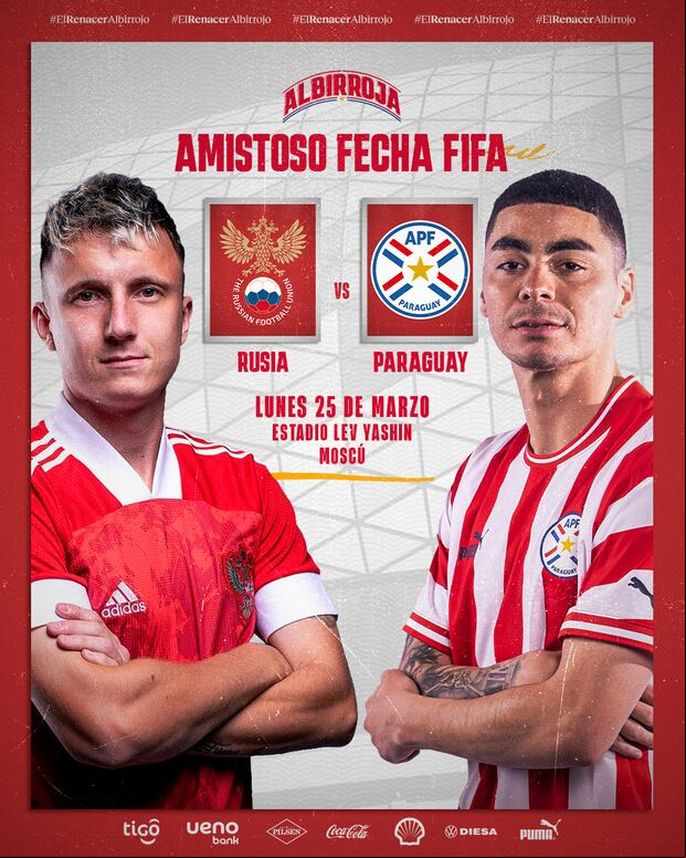 Paraguay se medirá ante Rusia en la fecha de amistosos de marzo. (Foto: Twitter)