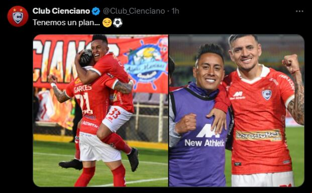 La publicación de Cienciano en redes sociales. (Captura)
