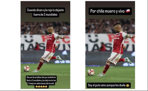 Las publicaciones de Arturo Vidal para responder a sus críticos. (Foto: Instagram)