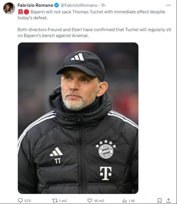 Tuchel se queda en el Bayern para la Champions, según Romano.
