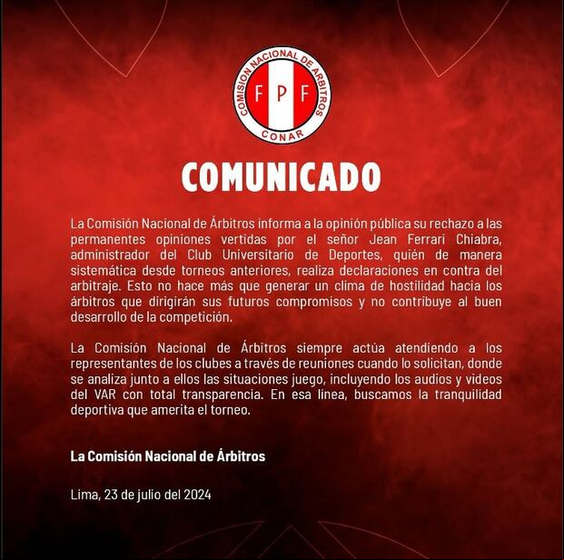 CONAR respondió a Jean Ferrari a través de un comunicado. (Foto: conar.peru).