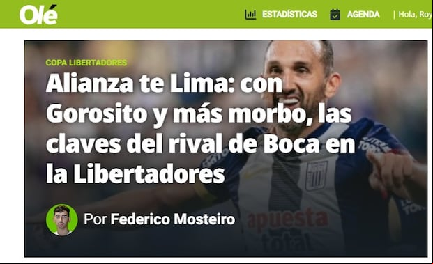 Reacción de la prensa tras victoria de Alianza Lima vs. Nacional. (Captura: Diario Olé)