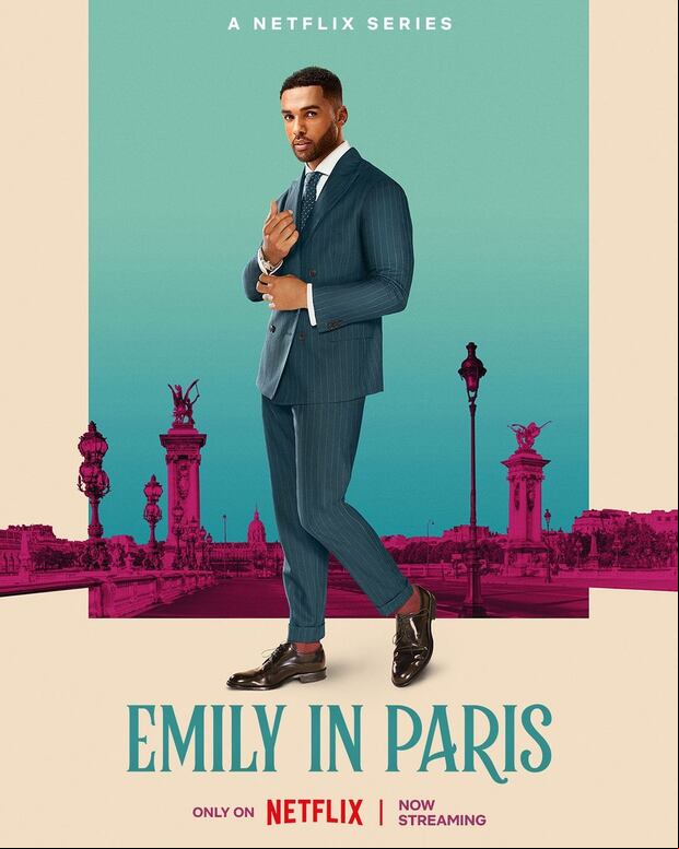 Lucien Laviscount como Alfie en el póster promocional de "Emily en París" (Foto: Netflix)