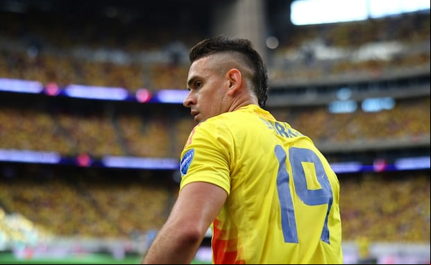 Rafael Santos Borré jugó apenas cuatro minutos ante Brasil en la fecha doble de marzo.