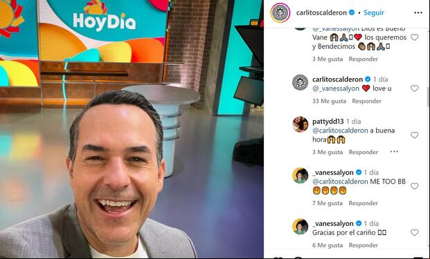 Vanessa Lyon comentó la publicación de Carlos Calderón (Foto: Carlos Calrdeón/Instagram)