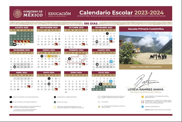Calendario escolar 2023-2024 (Foto: Secretaría de Educación Pública de México)