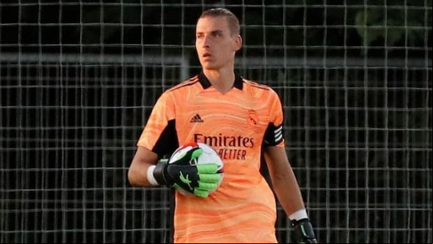 Andriy Lunin, en la rampa de salida del Real Madrid. (Foto: Instagram)