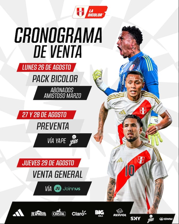 Cronograma de entradas para el partido contra Colombia en el Nacional. (Foto: Bicolor)