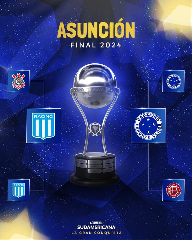 Racing y Cruzeiro jugarán la final de la Copa Sudamericana 2024. (Imagen: Conmebol)