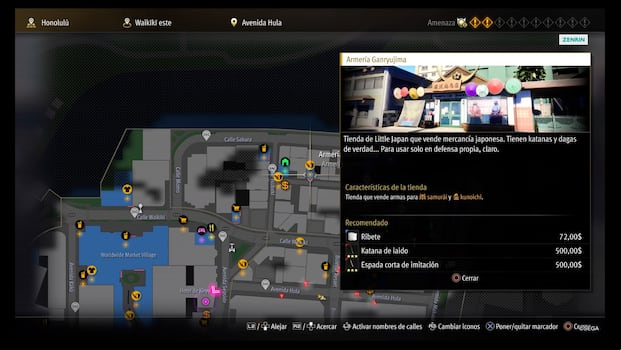 El mapa incluye información extra de los locales (Captura de pantalla)