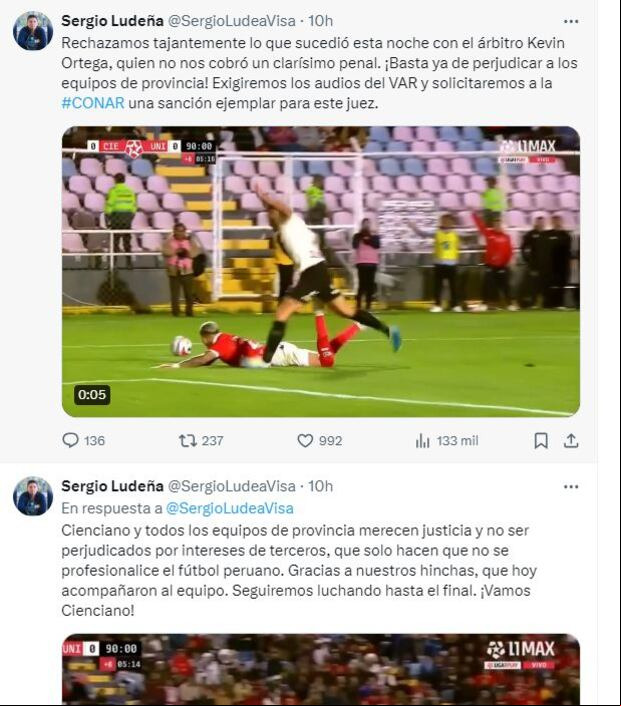 Sergio Ludeña explotó contra el arbitraje de Ortega.