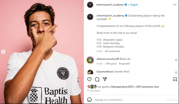 Sean Gormley fue elegido como el jugador más destcado de la Sub-15 del Inter Miami. (Foto: Difusión)