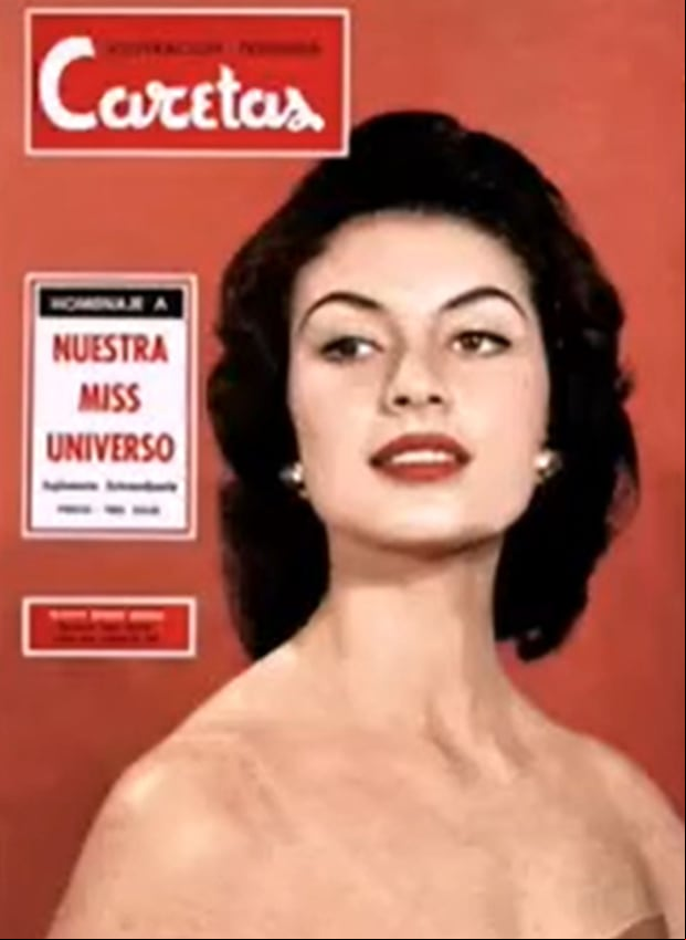 Gladys Zender en la revista peruana, que en aquella ocasión lanzó su primera portada a color con la imagen de Miss Universo 1957 (Foto: Caretas)