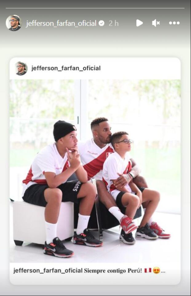 La publicación de Jefferson Farfán en la previa del Perú vs. Argentina. (Foto: captura de Instagram)