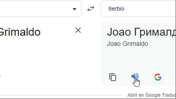 Así pronuncian el nombre de Joao Grimaldo en Serbia.