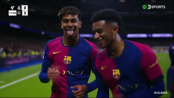 Gol de Lamine Yamal para el 3-0 de Barcelona vs Real Madrid. (Video: DSPORTS)