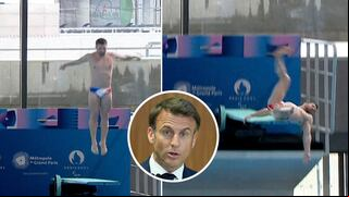Viral: La aparatosa caída de un clavadista francés frente a Macron