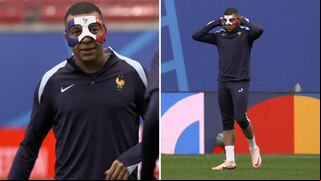 Kylian Mbappé entrena con una máscara tras fracturarse la nariz