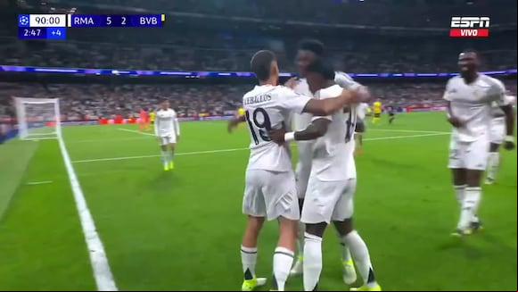 Gol de Vinícius Junior para el 5-2 del Real Madrid. (Vídeo: ESPN).